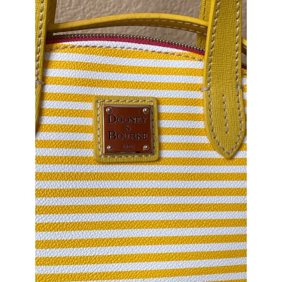 Dooney & Bourke Zip Zip Dome Satchel Sunflower Stripe Coated Canvas Purse - Picture 3 of 16